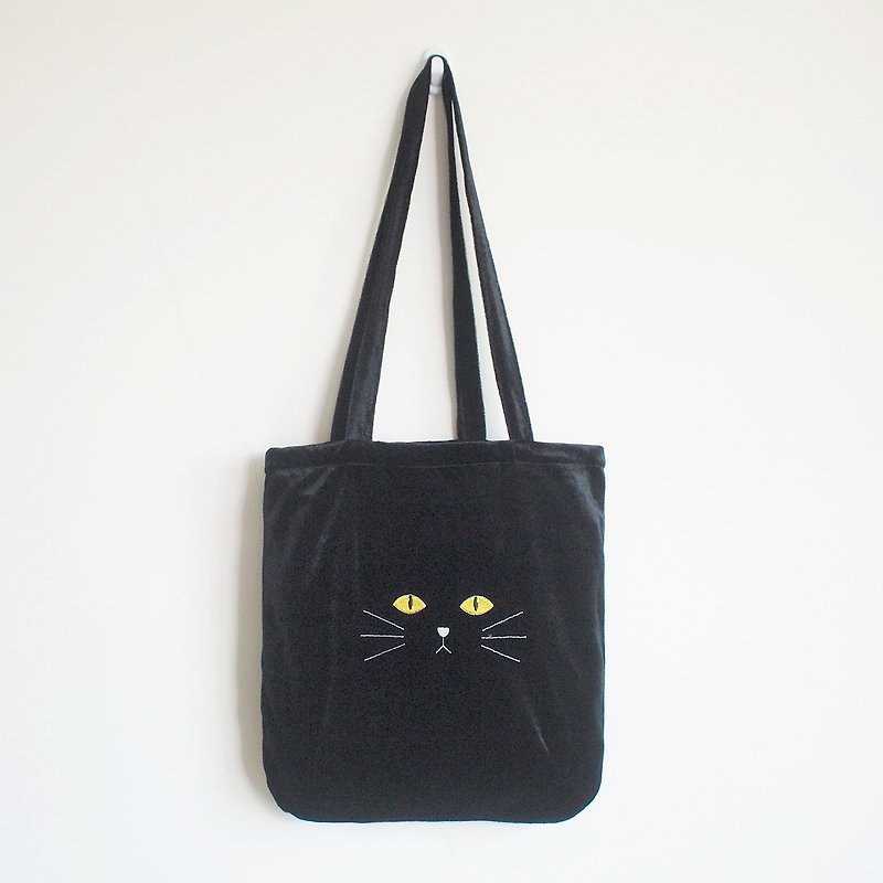 'konja' cat tote bag - 側背包/斜背包 - 聚酯纖維 黑色