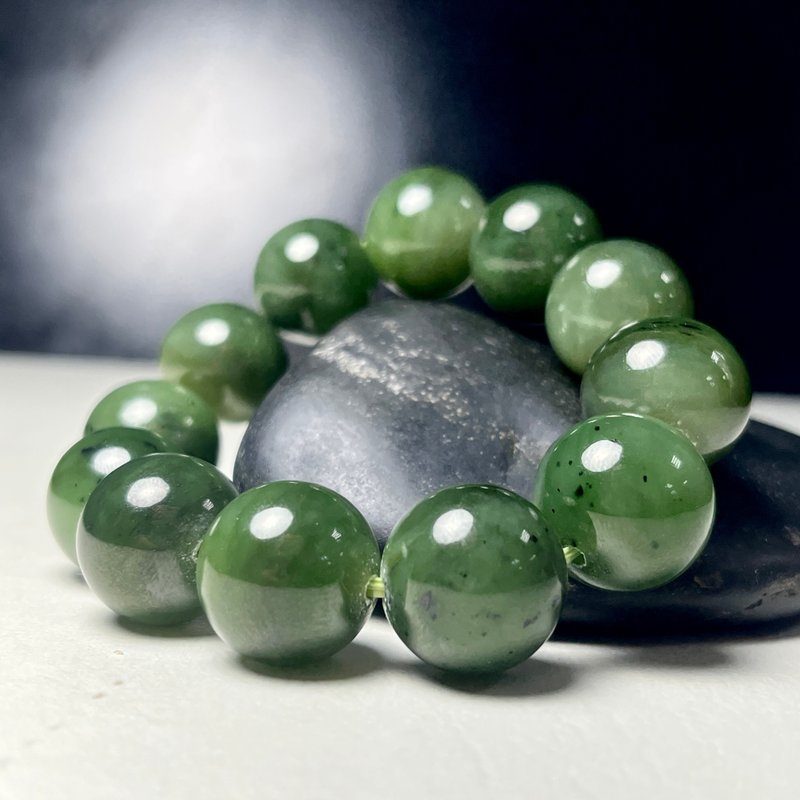 Xinjiang Hotan Jasper Spinach Jasper Hand Beads - สร้อยข้อมือ - หยก 