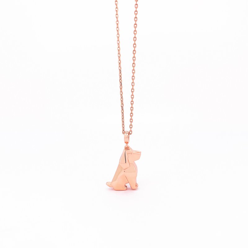 玫瑰金色摺紙小狗香薰頸鏈 - 項鍊 - 銅/黃銅 金色