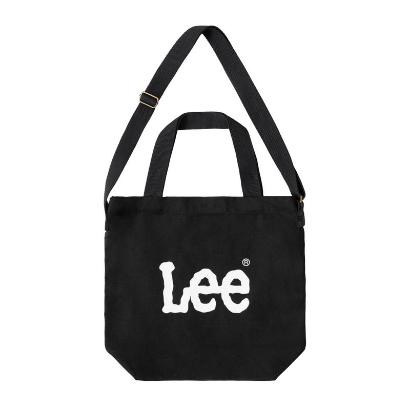 Lee 大LOGO兩用手提斜背包 黑色 - 手提包/手提袋 - 棉．麻 黑色