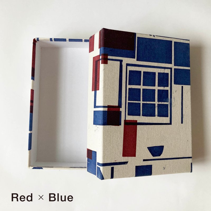 布貼り箱M  Red×Blue - 居家收納/收納盒/儲物盒 - 棉．麻 