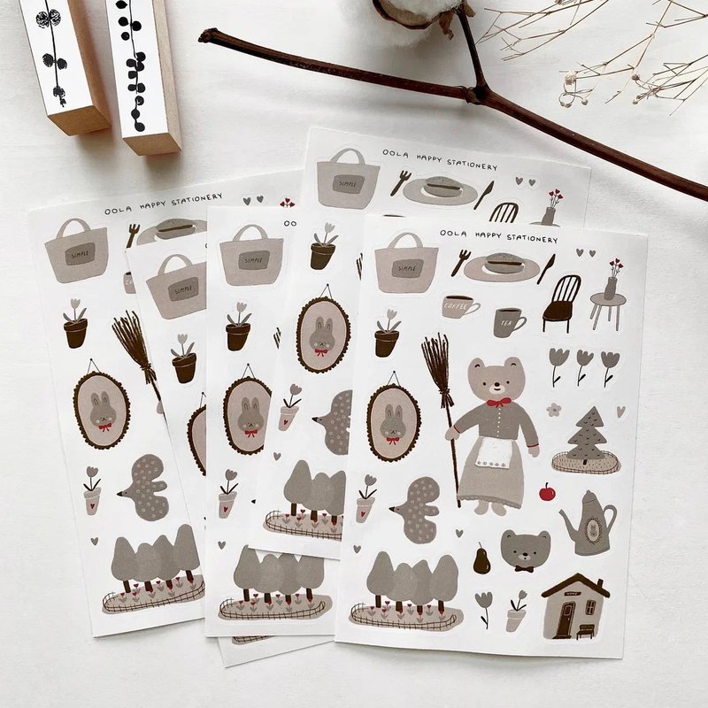 Little bears sticker sheet (grey) - Stickers - Paper Gray