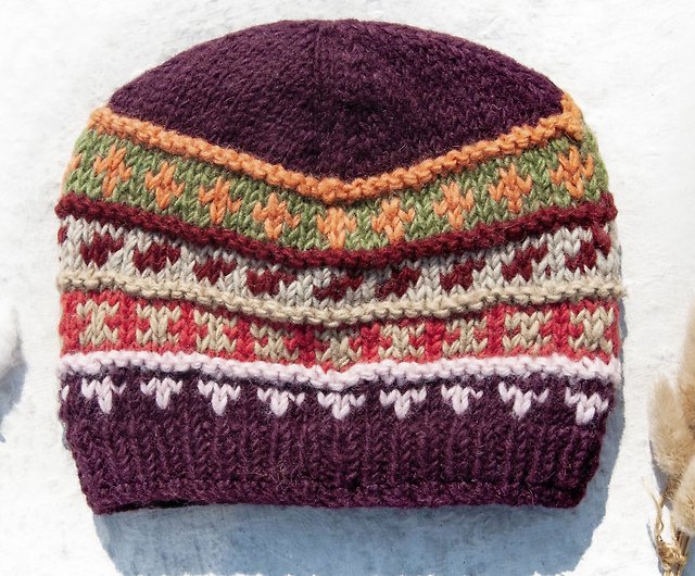暖かくて冷たいかぎ針編みの帽子 ニット帽 手編みの純粋なウールの帽子 ニットのニット帽 内側の剛毛の手編みの帽子 ウールの帽子 誕生日プレゼント交換ギフト 母の日 クリスマス 東ヨーロッパスタイル ショップ Omhandmade 帽子 Pinkoi