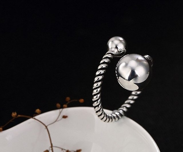 本物の925スターリングシルバー手作りツイスト女性指輪ラブリーボール ショップ Garyjewelry リング Pinkoi