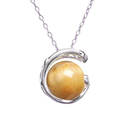 Majade Jewelry Design 貓眼石項鍊 極簡鎖骨鍊 金虎眼飾品 純銀生日禮物 卡其色墜子銀飾