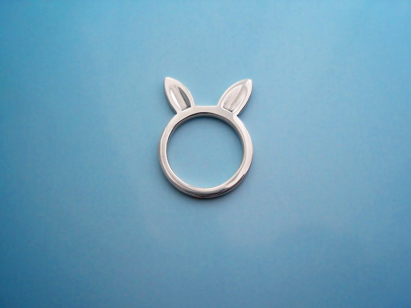 S Lee-925 Silver Hand-made Peace Series-Peaceful Rabbit Ring/Pendant - แหวนทั่วไป - โลหะ สีน้ำเงิน