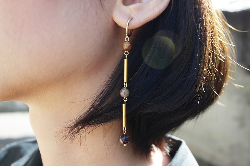 │Simple │ earrings - ต่างหู - โลหะ สีทอง