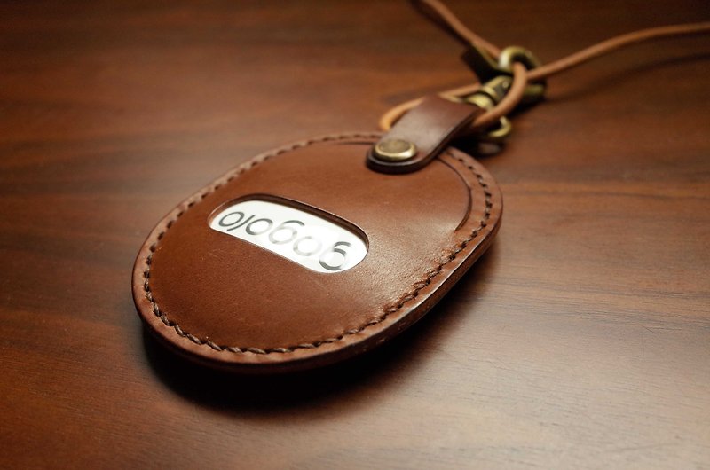 GOGORO EC-05 Ai-1 Motorcycle Key Leather Case-Round Shaped Style-Brown - Keychains - Genuine Leather Brown