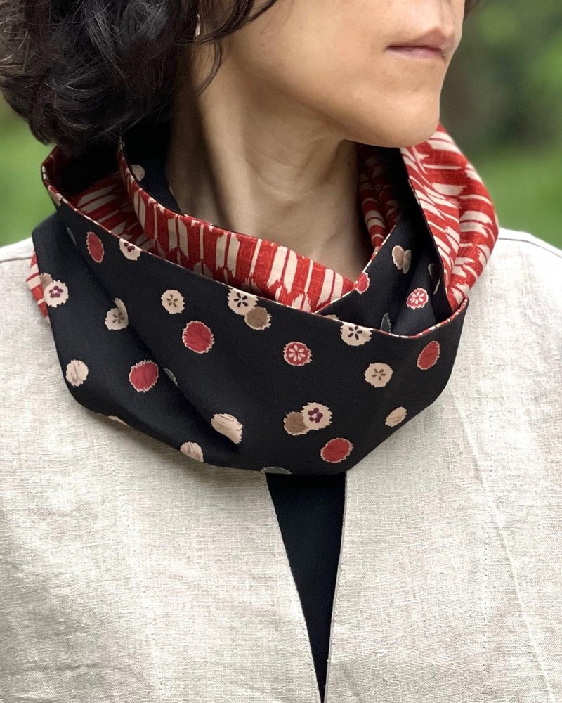 Oka Long Patchwork Neck Sleeve - Knit Scarves & Wraps - Cotton & Hemp Multicolor