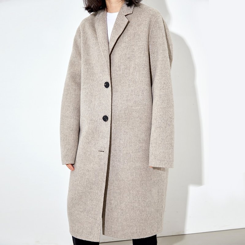 [End of the year surprise] Hagoo GAOGUO original design suit collar Nordic wool double-sided coat jacket - เสื้อแจ็คเก็ต - ขนแกะ สีเทา