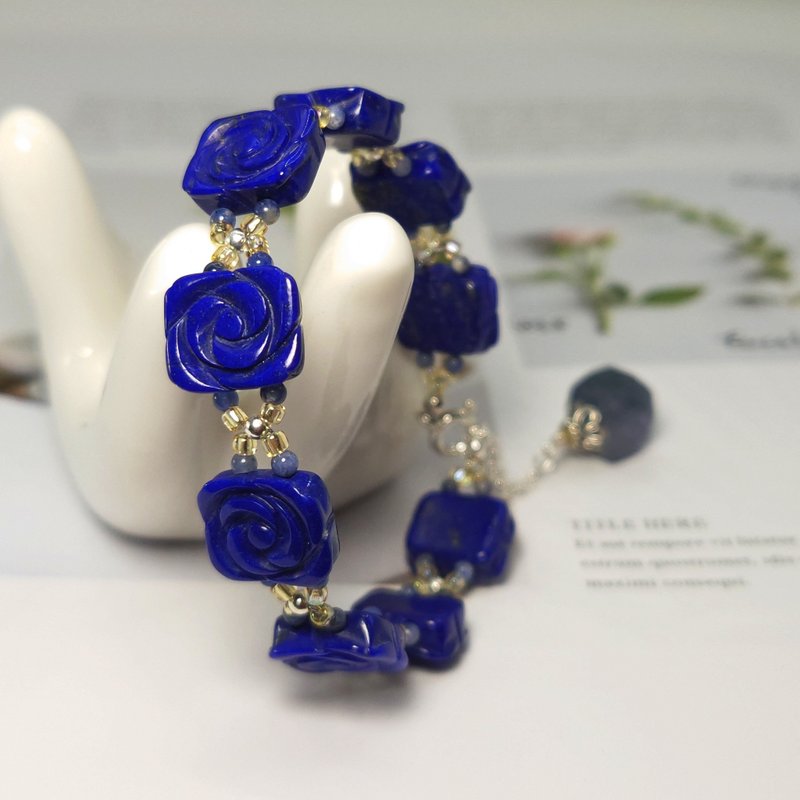 Bracelet, Lapis, Sodalite, Glass Beads, Sterling Silver, Handmade Jewelry - สร้อยข้อมือ - เครื่องเพชรพลอย สีน้ำเงิน