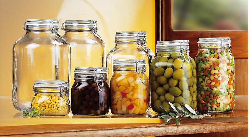 Bormioli Rocco FIDO Clear Lid Airtight Jars/Plum Wine Jars (Seven Sizes) - Food Storage - Glass White