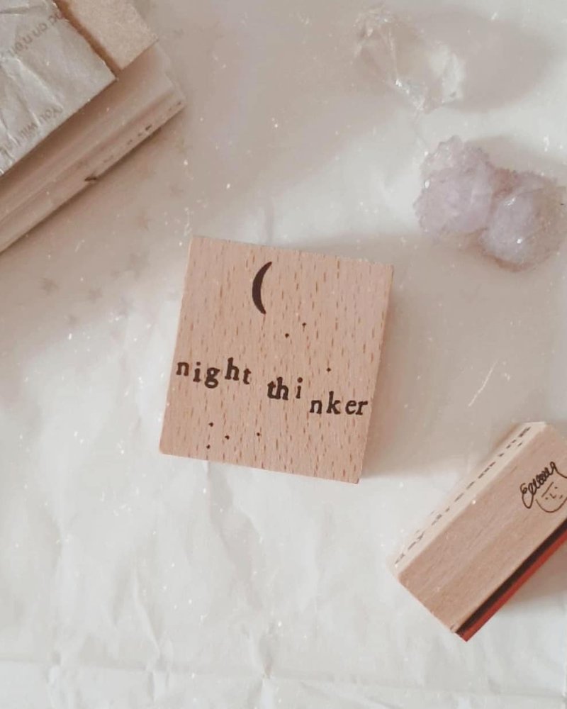 night thinker rubber stamp for journaling - ตราปั๊ม/สแตมป์/หมึก - ไม้ สีส้ม