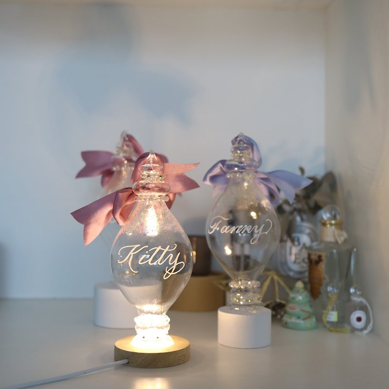 Night Light Transparent Glass Personalized Charm Two-in-One - โคมไฟ - โลหะ สึชมพู