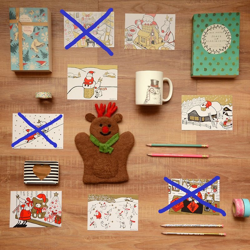 クリスマスカード -  2017ゴールデンクリスマスポストカードAパッケージ -  5枚 - カード・はがき - 紙 ゴールド