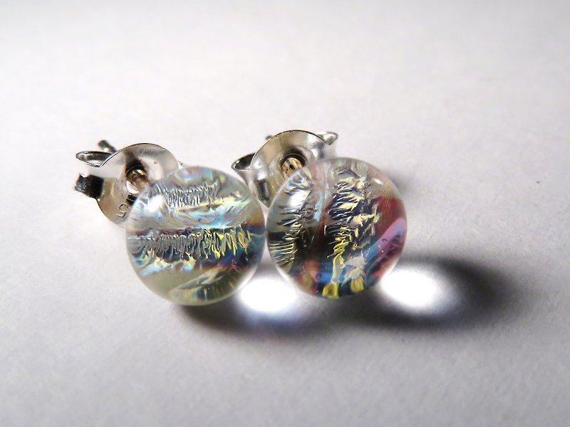 珠寶琉璃純銀耳針 / X8 - 耳環/耳夾 - 玻璃 透明
