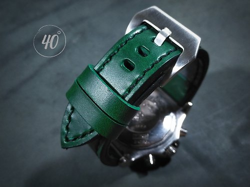 40degreeshandcraft Buttero Leather watch strap, Green Leather watch strap, Handmade watch strap