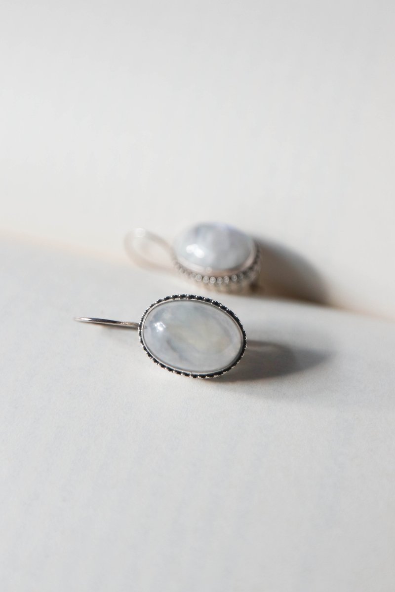 Moonstone Drop Earrings - Sterling Silver - Earrings & Clip-ons - Gemstone Silver