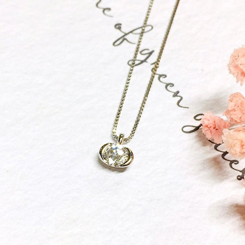 【Moriarty Jewelry】Round Brilliant Center Diamond Chain Set in White Gold - Necklaces - Diamond 