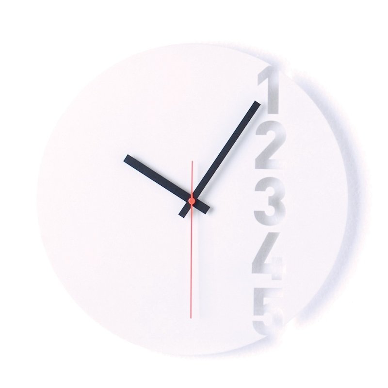 5ワード掛け時計*シンプル*インダストリアルスタイル*香港デザイン - 時計 - 金属 ホワイト