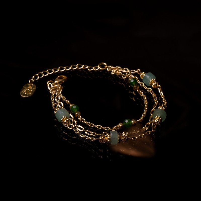 山 l 碧玉東陵玉鏈條手鍊 B0006 - 手鍊/手環 - 寶石 