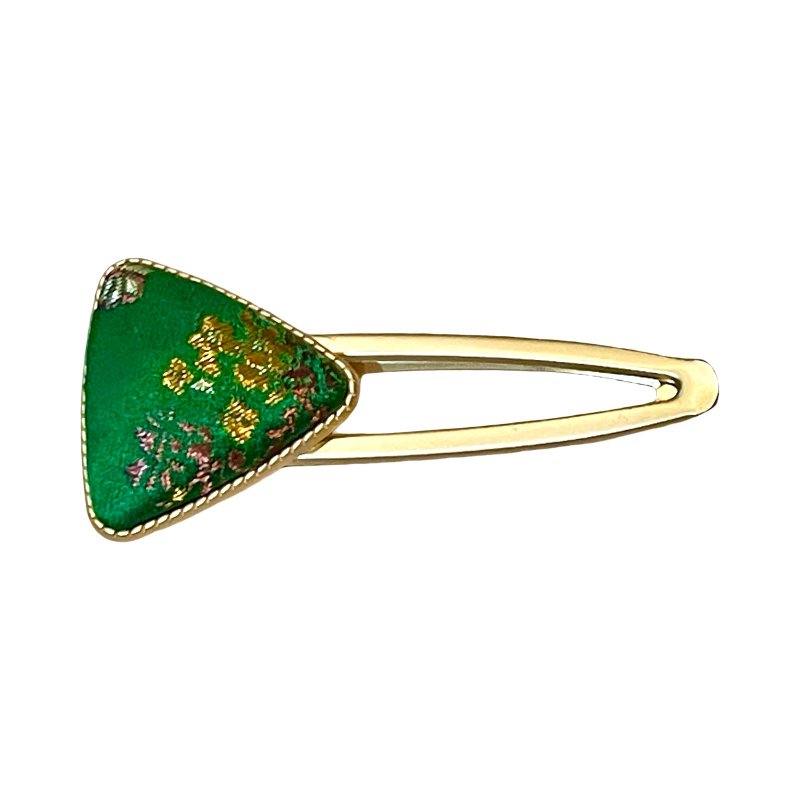 翡綠三角夾 織錦緞造型夾 絲巾夾 領帶夾 髮夾 - 領帶/領帶夾 - 絲．絹 綠色