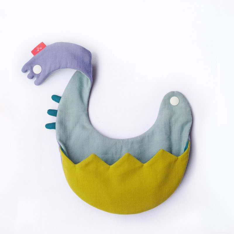 Both sides wear / dinosaur egg bib pocket-purple and green - ผ้ากันเปื้อน - ผ้าฝ้าย/ผ้าลินิน สีม่วง