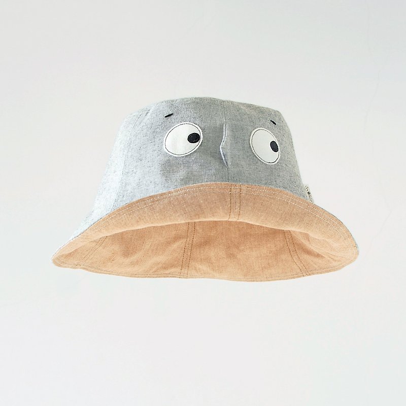 【隠し帽子・セメントグレー】軽量綿染めの大人の漁師帽子 - 帽子 - コットン・麻 グレー