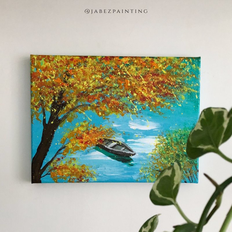 原畫作│藍天楓葉小船 - 擺飾/家飾品 - 棉．麻 