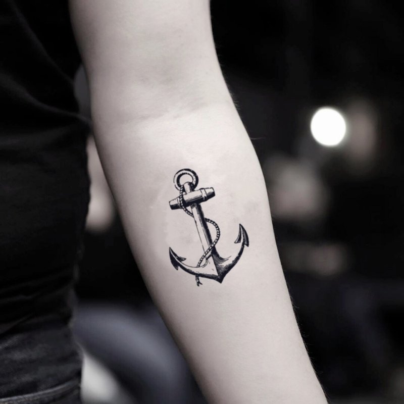 Anchor Temporary Fake Tattoo Sticker (Set of 2) - OhMyTat - สติ๊กเกอร์แทททู - กระดาษ สีดำ
