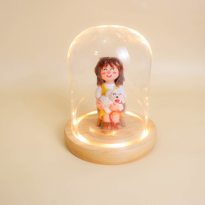 SET F Custom Clay in Glass dome  1 people 2 prop  birthday gift wedding gift - Customized Portraits - Pottery White