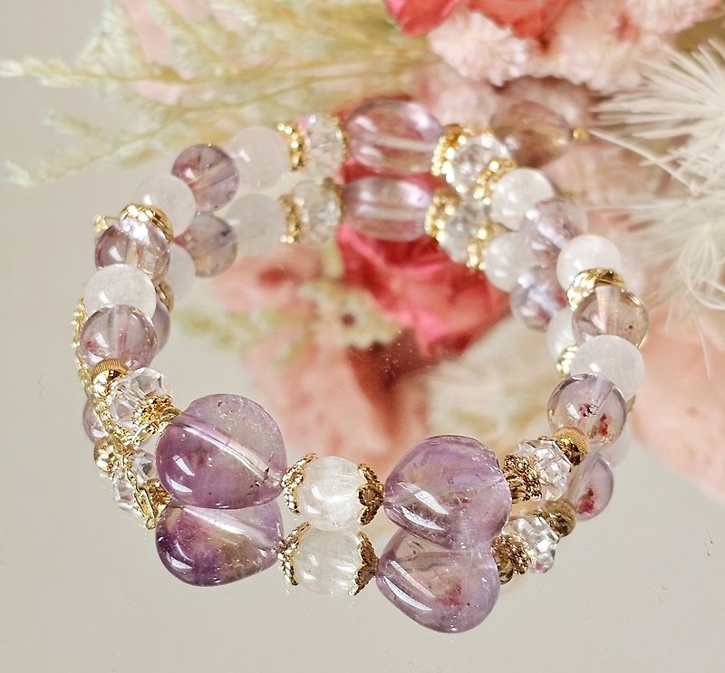 Butterfly Heart - Ametrine/kunzite/white crystal/ametrine love design - Bracelets - Crystal Multicolor