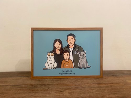 TAMIGO 人像似顏繪 插畫 此商品為加購使用 客製化人像鋁製黑邊、木紋畫框