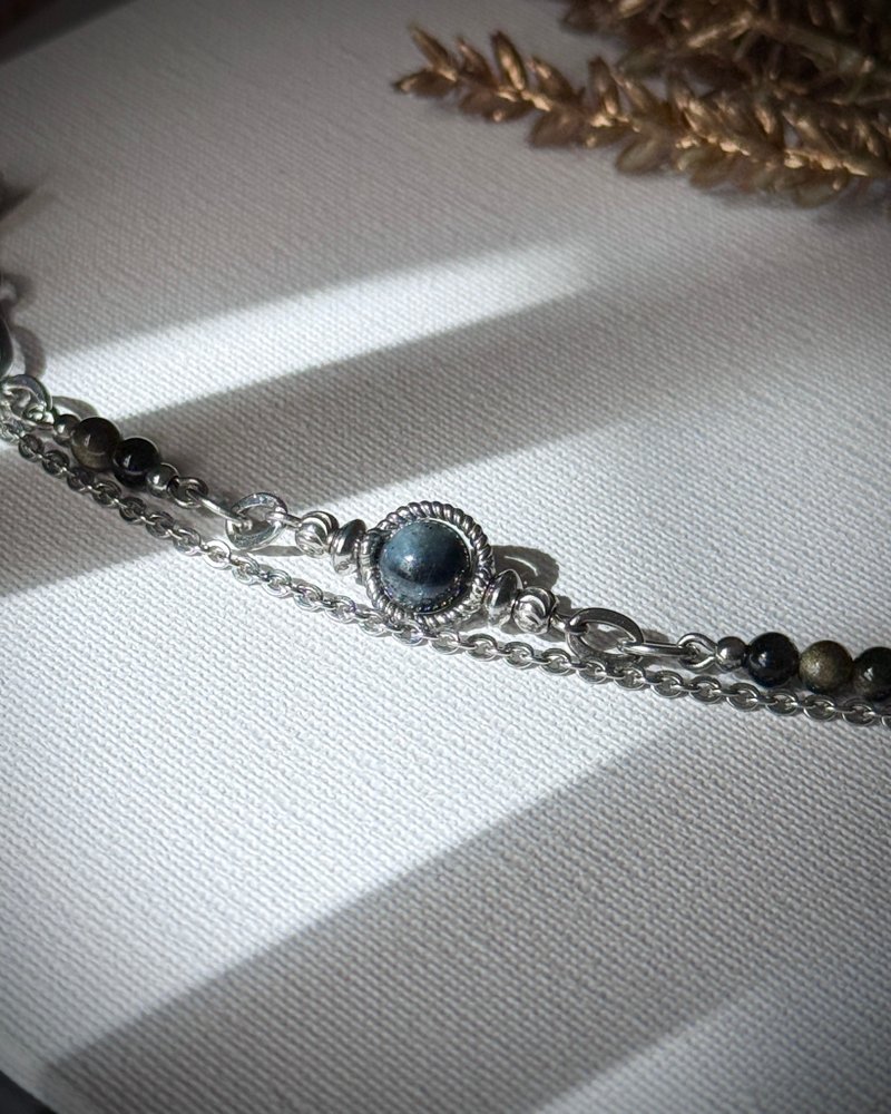 浪漫傲嬌藍調水晶設計手鍊 - 醫療鋼 / 星空魔鬼海藍寶 / 金曜石 - 手鍊/手環 - 水晶 藍色