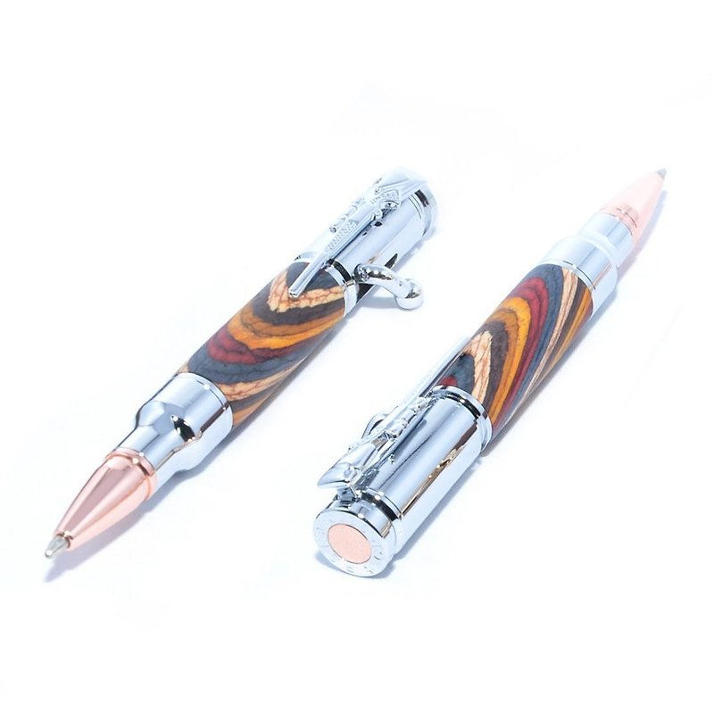 【Made to order】Wooden Bolt Action Mini Ballpoint Pen (Dyed Hardwood, Chrome plating) - Other Writing Utensils - Wood Multicolor