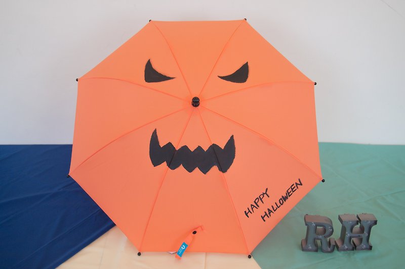 Rainbow House Halloween special hand painted pumpkin umbrella - Umbrellas & Rain Gear - Waterproof Material Orange
