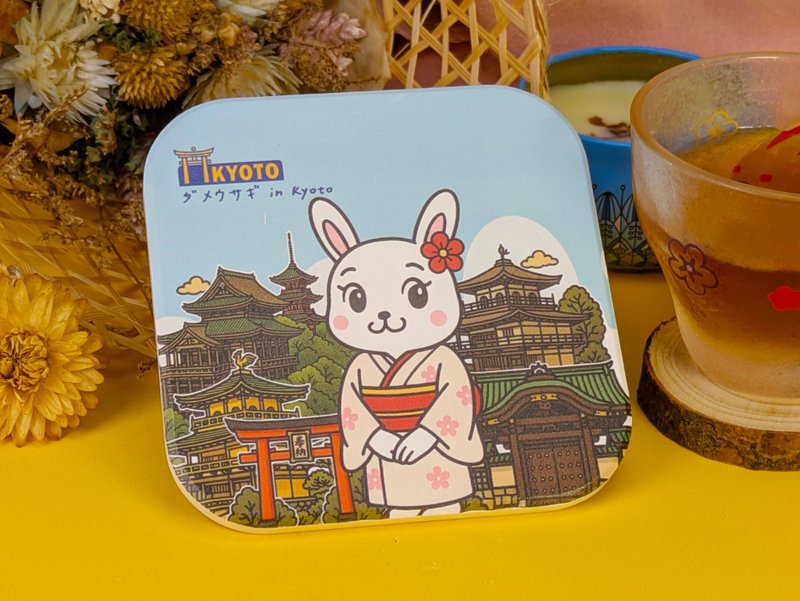 陶瓷杯墊【廢兔 in Kyoto】 - 杯墊 - 陶 