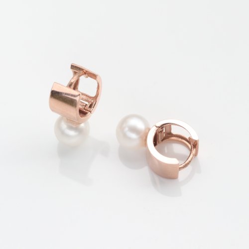 CHARIS GRACE 14K 珍珠寬圓扣耳扣耳環 (內徑 5.5 mm) 洗澡免摘 不褪色
