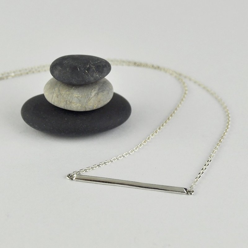 Sterling Silver Triangle Bar Necklace - สร้อยคอทรง Collar - เงินแท้ สีเงิน