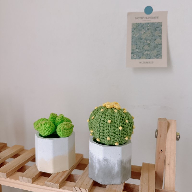 Succulent Crochet Potted Cactus Bear Boy Expanding Incense Potted Expanding Incense Stone Small Potted Weaving Flower - ตกแต่งต้นไม้ - ผ้าฝ้าย/ผ้าลินิน 