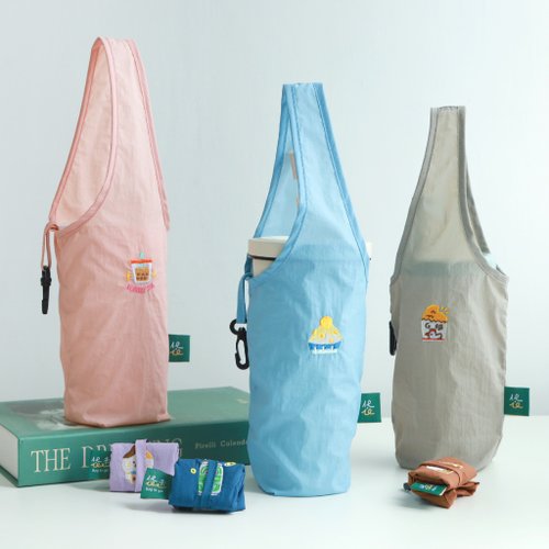 猴子設計 Monkey Design 刺繡飲料袋【袋走-動物小吃】掛勾設計 輕便收納