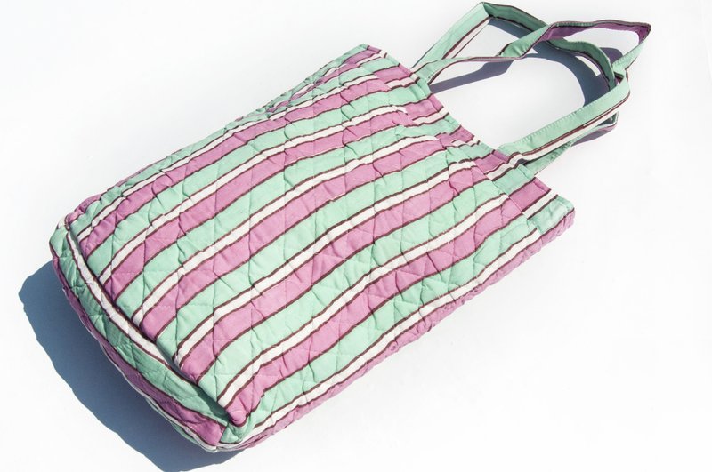 Handmade Woodcut Printed Side Backpack/Wooden Printed Shoulder Bag/Mobile Phone Bag/Tote Bag/Mom Bag-British Watercolor - กระเป๋าแมสเซนเจอร์ - ผ้าฝ้าย/ผ้าลินิน หลากหลายสี