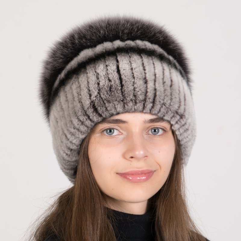 Rabbit Fur Hat Womens Real Fur Hat Winter Fur Hat Wool Hat Warm Fur Pom Pom Hat - หมวก - ขนแกะ หลากหลายสี