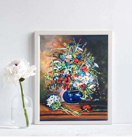 花瓶の花のアート絵画オリジナルの油絵アート壁の装飾キャンバスに油彩 