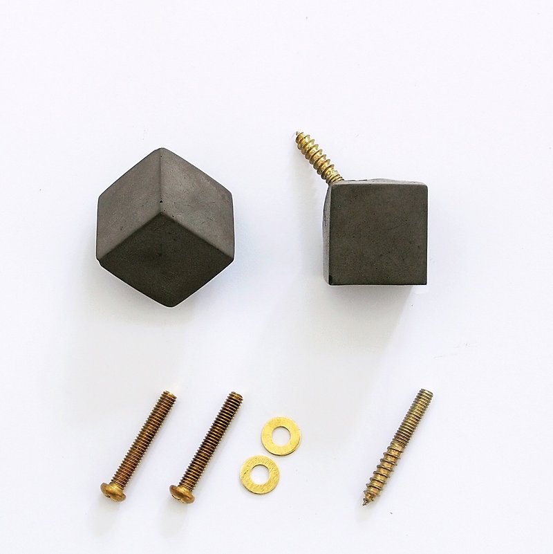 FENEN - Handcrafted black concrete knob / hook – Cube - Other - Cement Black