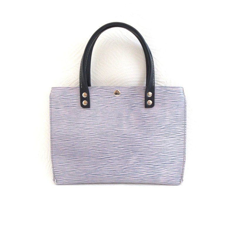 手縫い・バッグインにもピッタリ・牛革フラットミニマルトート・ライトパープル・0646 - トートバッグ・ハンドバッグ - 革 パープル