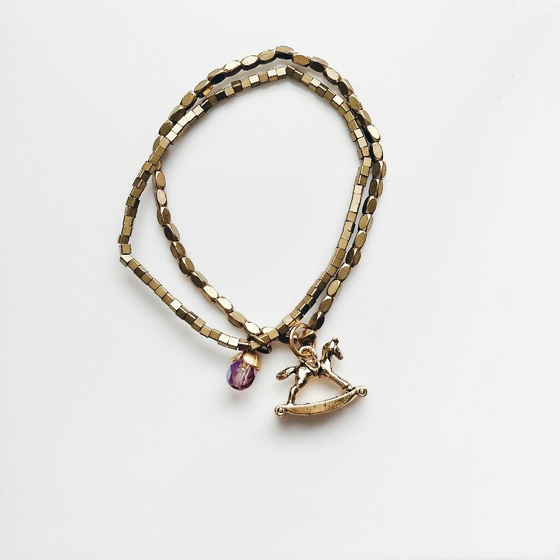 momolico candy arm bracelet brass rocking horse - Bracelets - Other Materials Gold