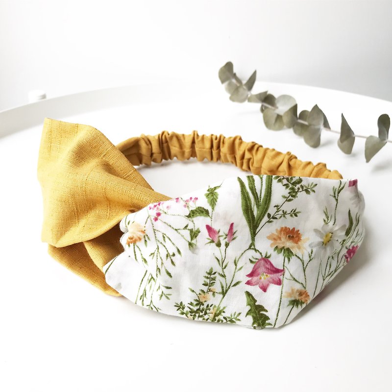 Companion - small fresh flower cross hair band - Headbands - Cotton & Hemp Multicolor