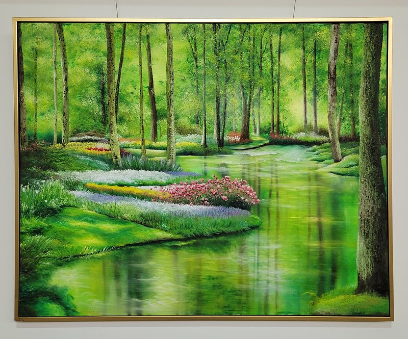 Landscape oil painting phytoncidin forest unique - Posters - Cotton & Hemp Green