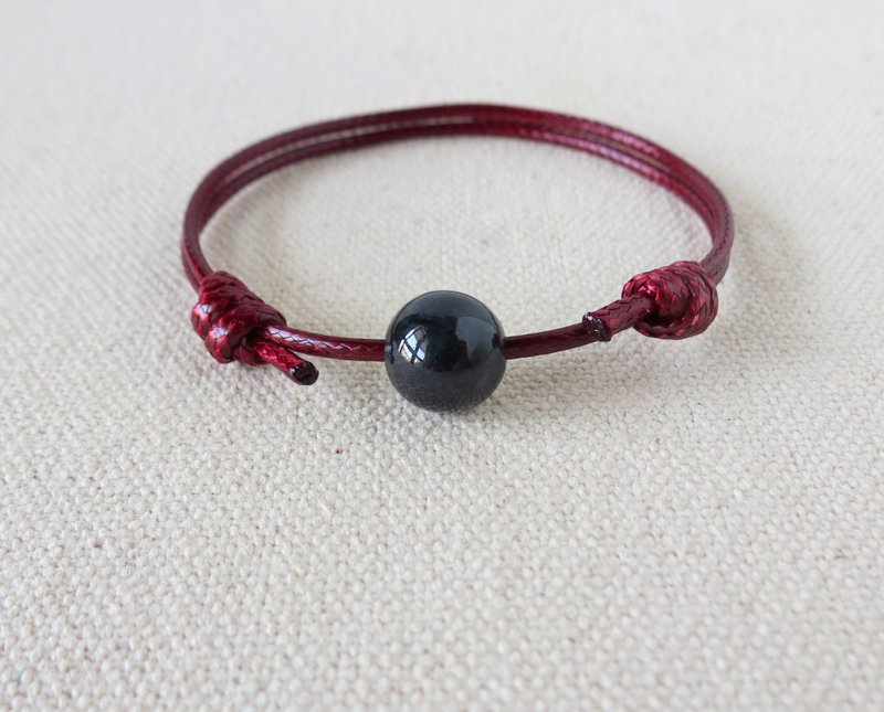 [Lucky Stone] Black Rooster Jade Korean Wax Thread Bracelet OH26* for the year of your birth year* to attract wealth, ward off evil, and protect against villains - Bracelets - Gemstone Multicolor